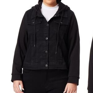 Wallflower Women's The Dreamer 2 Fer Black‎ Long Sleeve Denim Jacket Size 2X NEW